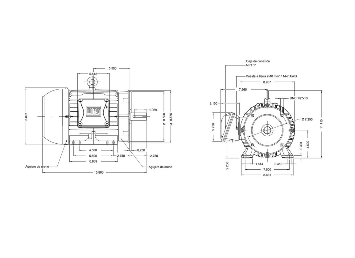 Motor WEG 5 HP para Hidrolavadora (Brida C - 1750 RPM)
