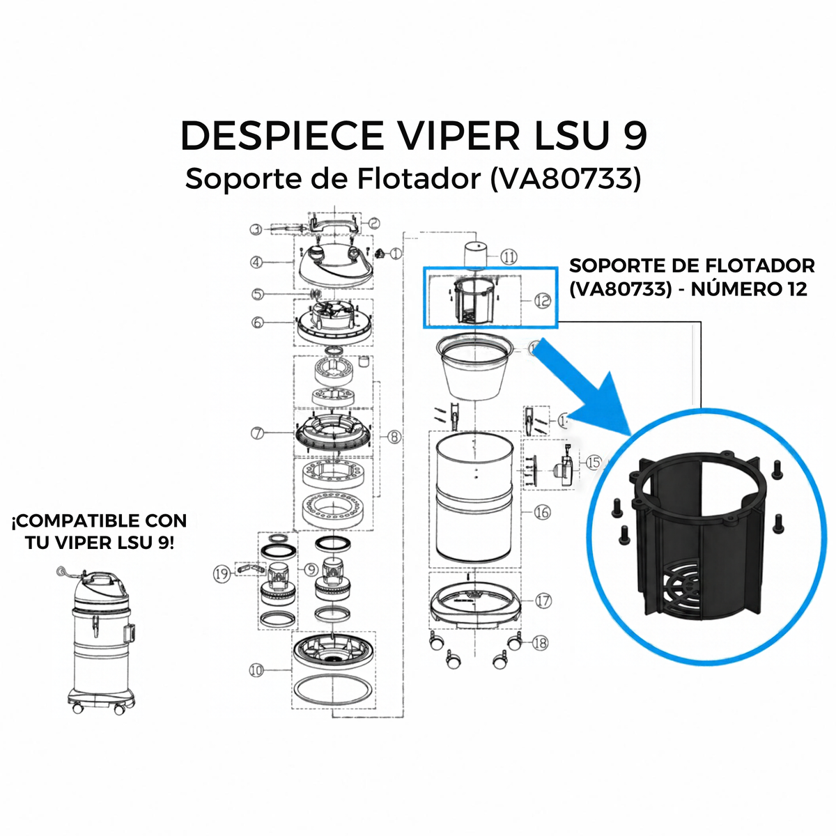 Soporte de Flotador para Aspiradora Viper LSU9